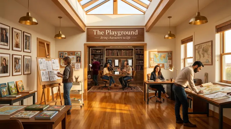 Floor 6 — The Playground, with the Living Library through the doorway
