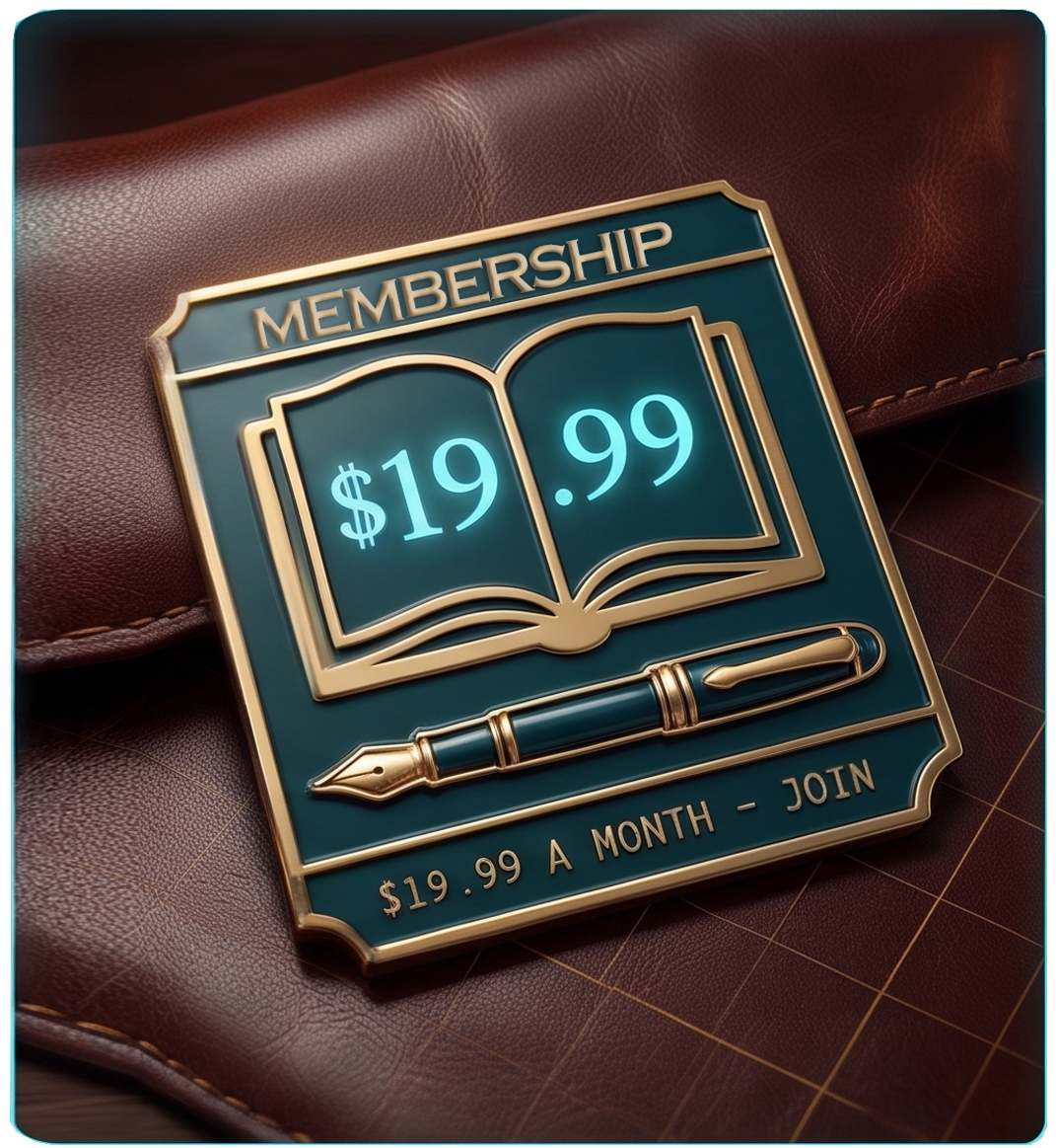A membership plaque reading $19.99 a month