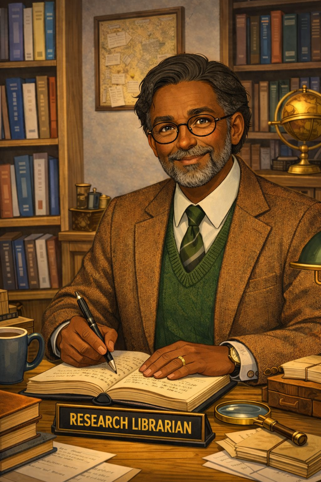 The Professor, looking up from his desk